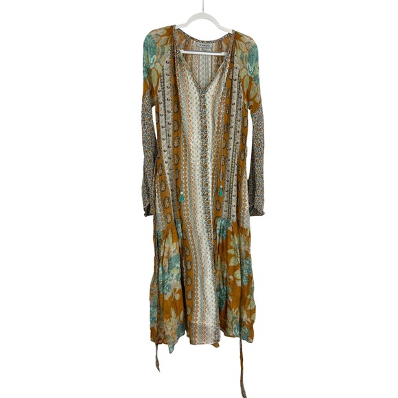 D'Ascoli Dresses & Skirts - D'Ascoli Floral Paisley Maxi Dress Orange Blue Boho Resort Italian Summer Size S